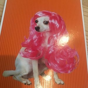 Pet dog pink adjustable wig